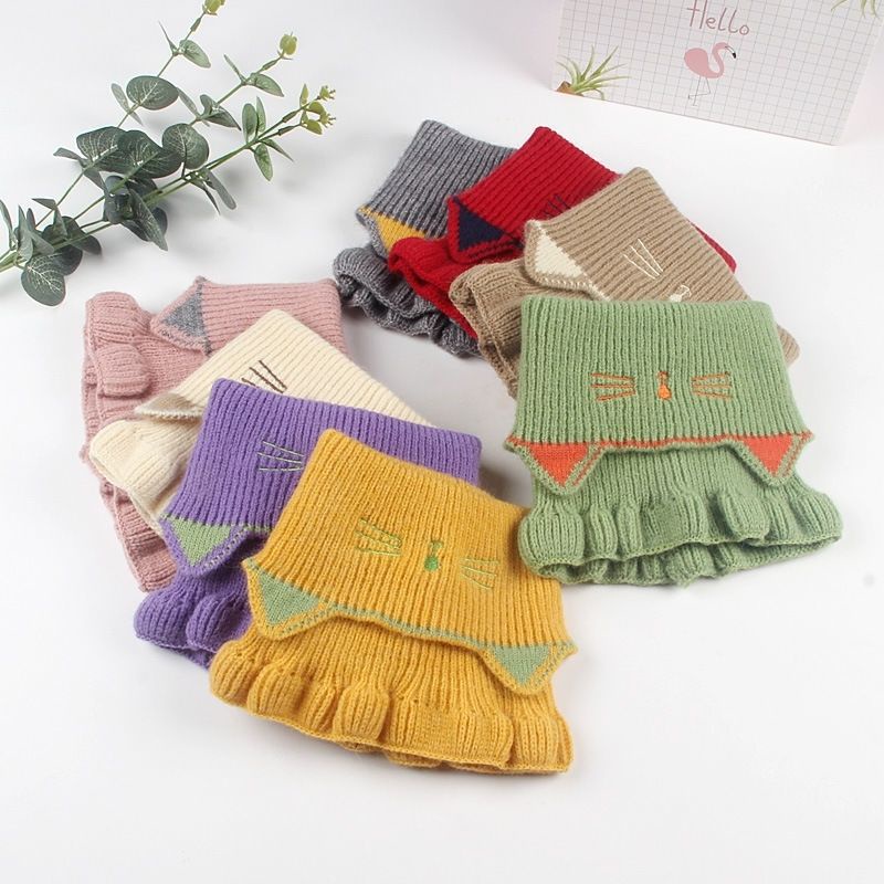 Khăn Choàng Cổ Giữ Ấm Hình Mèo Hoạt Hình Dễ Thương Cho Bé