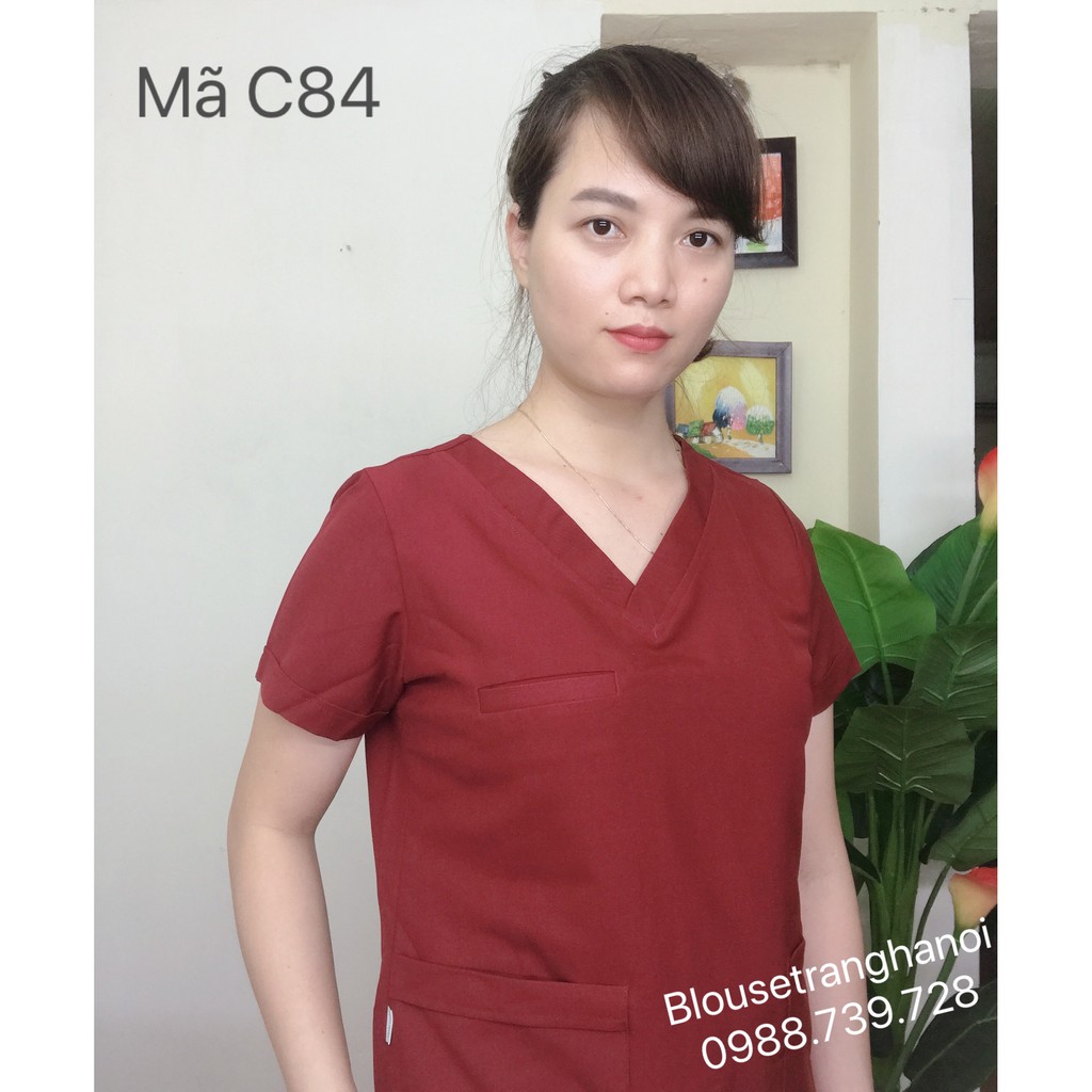 Quần áo blouse, quần áo bác sĩ, bộ scrubs, chất coton mềm  - Blouse trắng hà nội