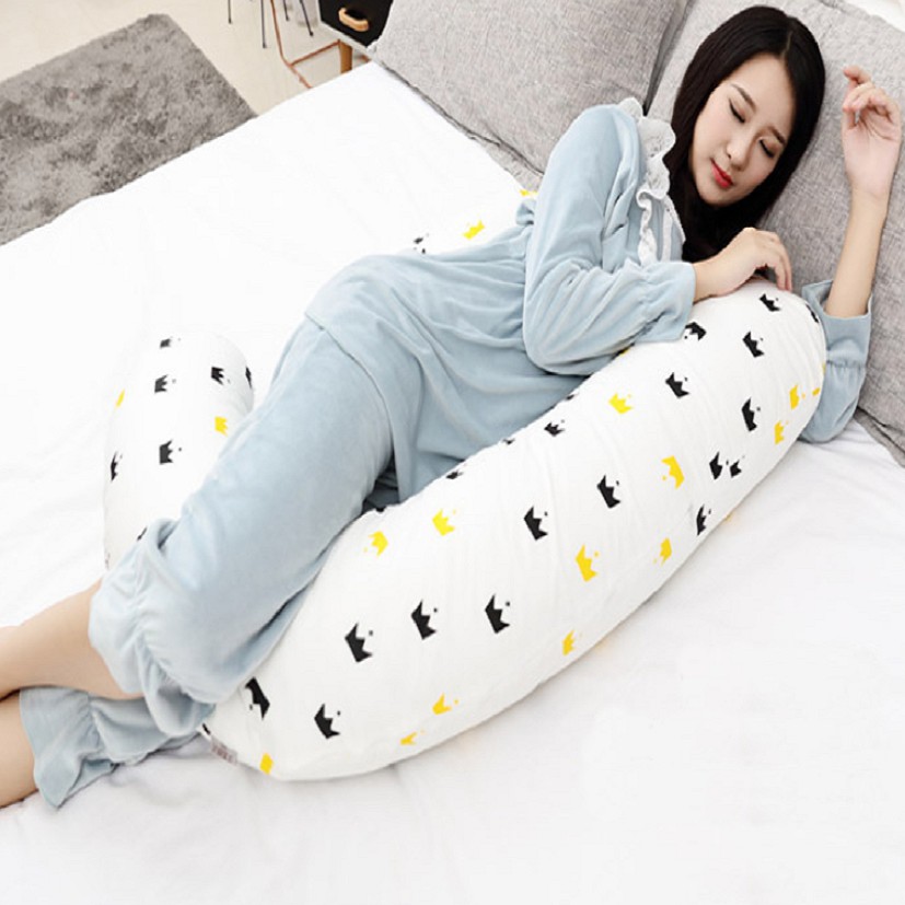 [LIKADO] Gối ôm bà bầu, kích thước (85x145x16cm), vải 100% cotton ruột bông nhân tạo (gối chữ F)