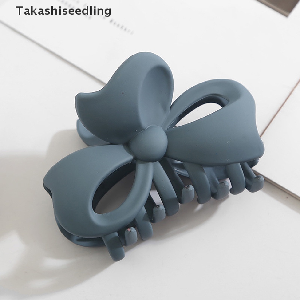 (Takashiseedling) Kẹp Tóc Càng Cua Bằng Acrylic Nhám Đính Nơ Thanh Lịch Hàn Quốc