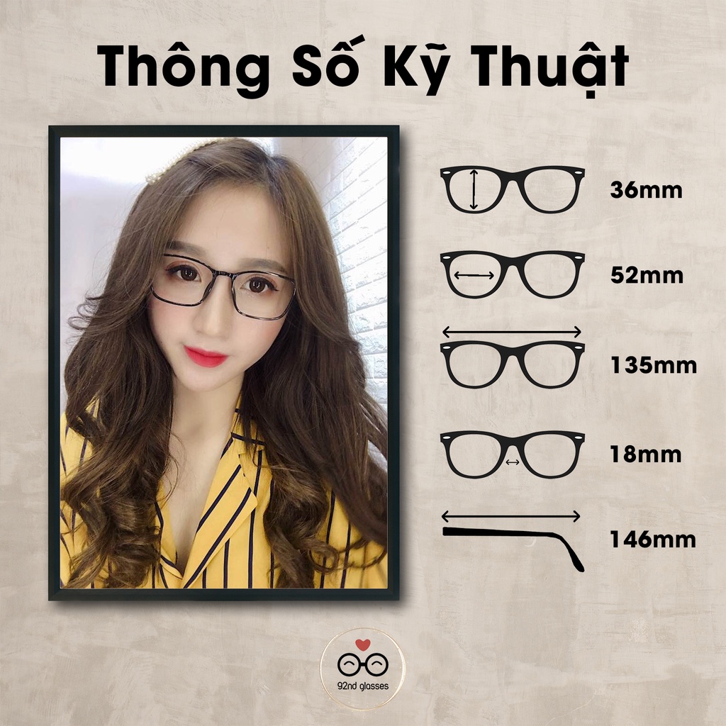 Gọng kính cận vuông nam nữ chất liệu thép mảnh nhẹ thời trang Lani 1208 - Mắt kính có độ theo yêu cầu