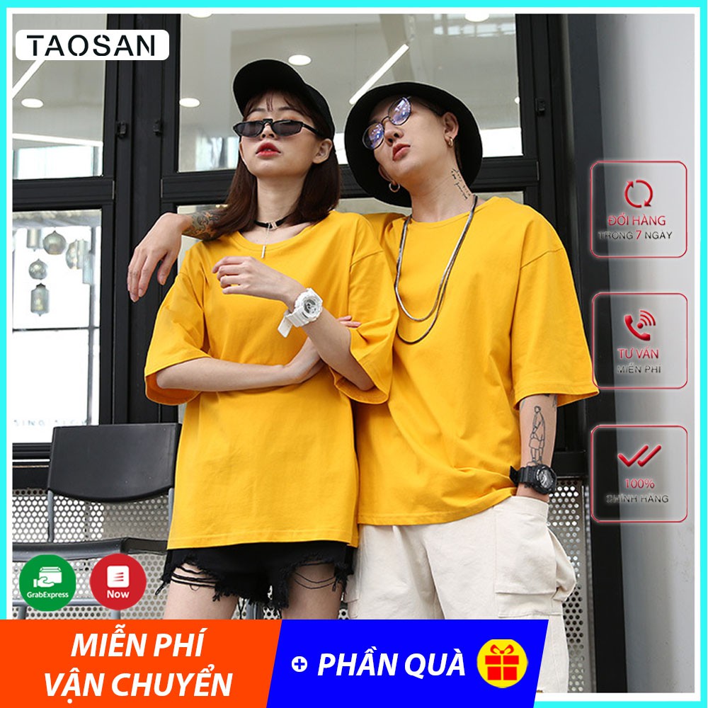 Áo Thun Nam/Nữ form rộng tay lỡ trơn Taosan - áo phông basic tee oversize unisex chất cotton