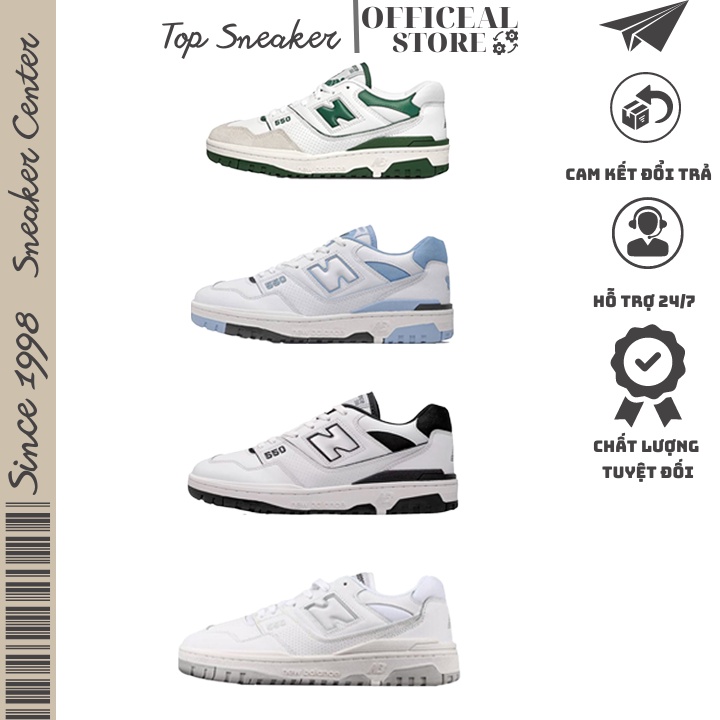 Giày 𝐍𝐞𝐰 𝐛𝐚𝐥𝐚𝐧𝐜𝐞 𝟓𝟓𝟎 'White Green' B550, NB550 xanh lá bản SC BẢN NEW,Nb550 TRẮNG ,Xanh Lá , Xanh Biển