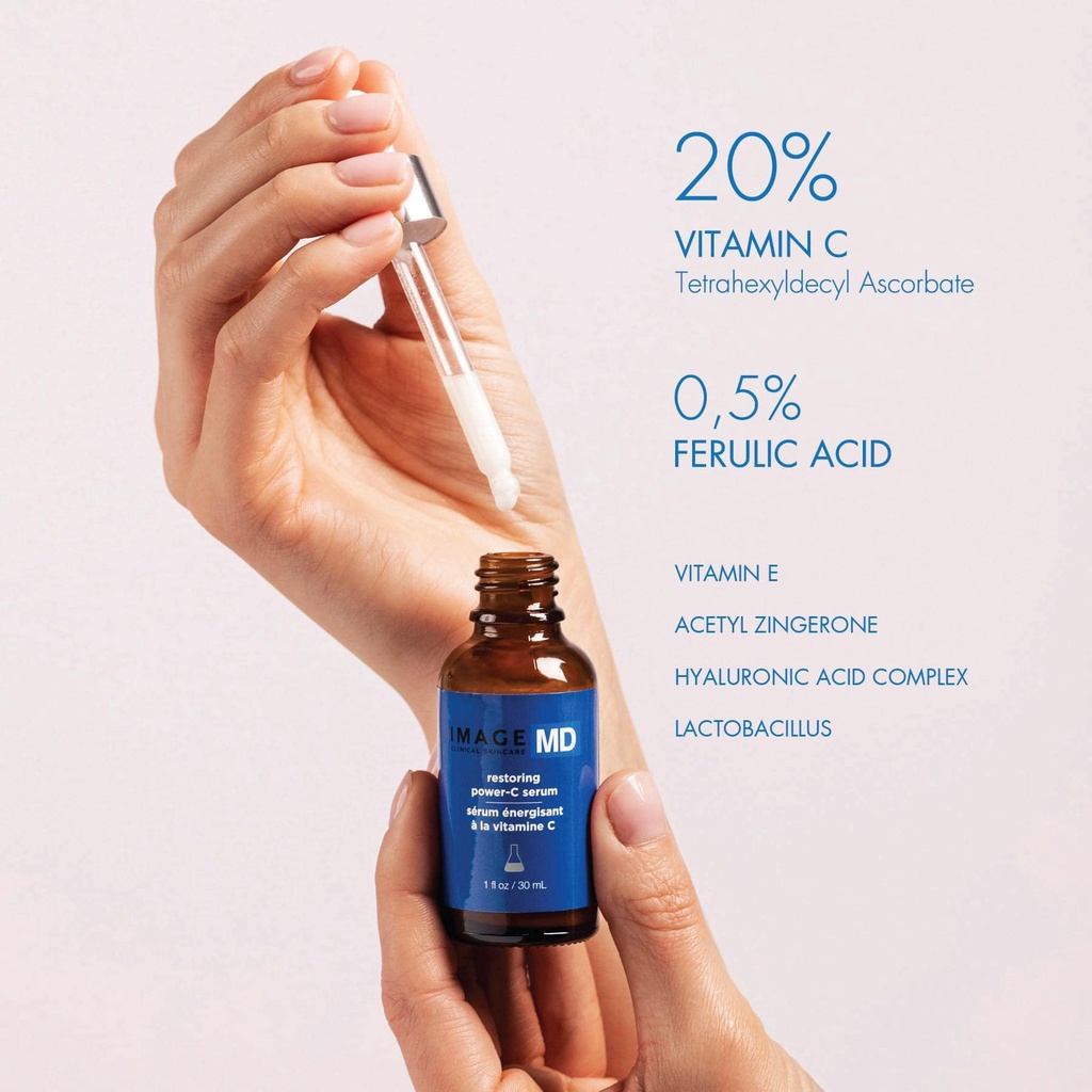 Tinh Chất Trắng Sáng và Tái Tạo Da 2 in 1 Chứa 20% Vitamin C + 0.5% Ferulic Acid IMAGE MD Restoring Power-C Serum 30ml