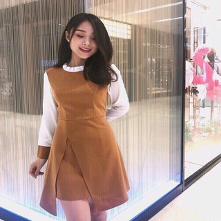 Đầm Nữ Dáng Xòe Tay Dài Phối Lưới Sang Trọng