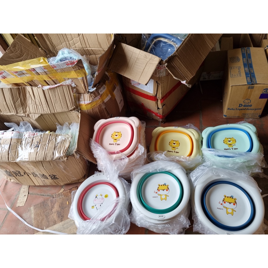 Chậu Rửa Mặt Gấp Gọn Chất Liệu Silicon Tiện Dụng Hình Ong, Ô tô, Vương Miện Đáng Yêu