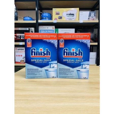 Muối rửa bát Finish 4kg hộp to tiết kiệm, muối rửa chén finish hộp 1.2kg 1.5kg, muối làm mềm nước máy rửa bát