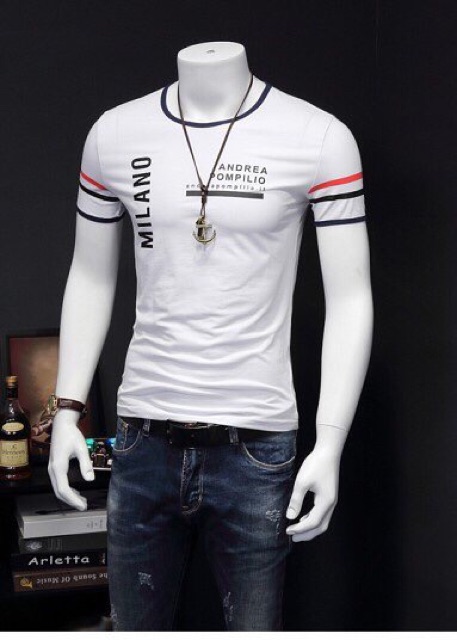 Áo thun ngắn tay thời trang nam chữ Milano