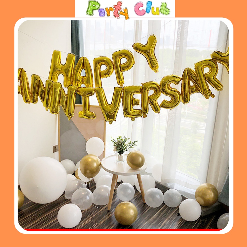 Bóng chữ Happy anniversary - bóng kỷ niệm ngày cưới - trang trí tiệc cưới