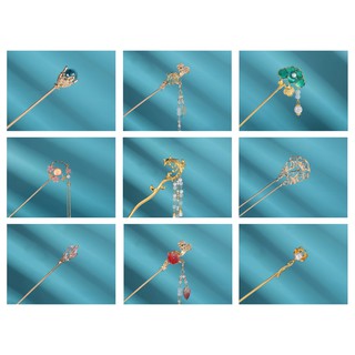 Trâm cài tóc cổ trang kim loại đính đá hoa phụ kiện thời trang