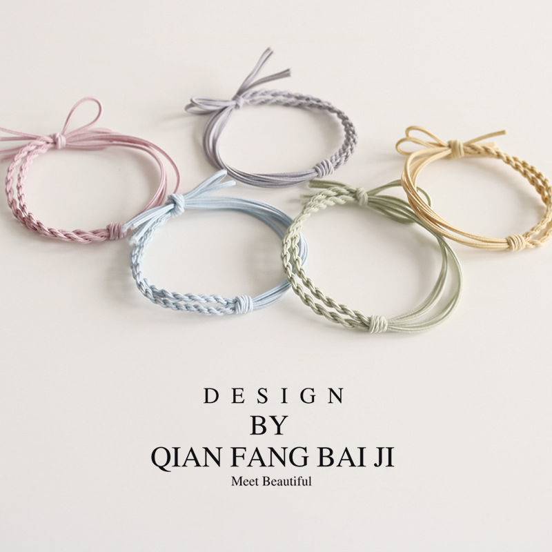 Dây buộc tóc bện màu đơn giản tùy chọn thời trang xinh xắn cho nữ