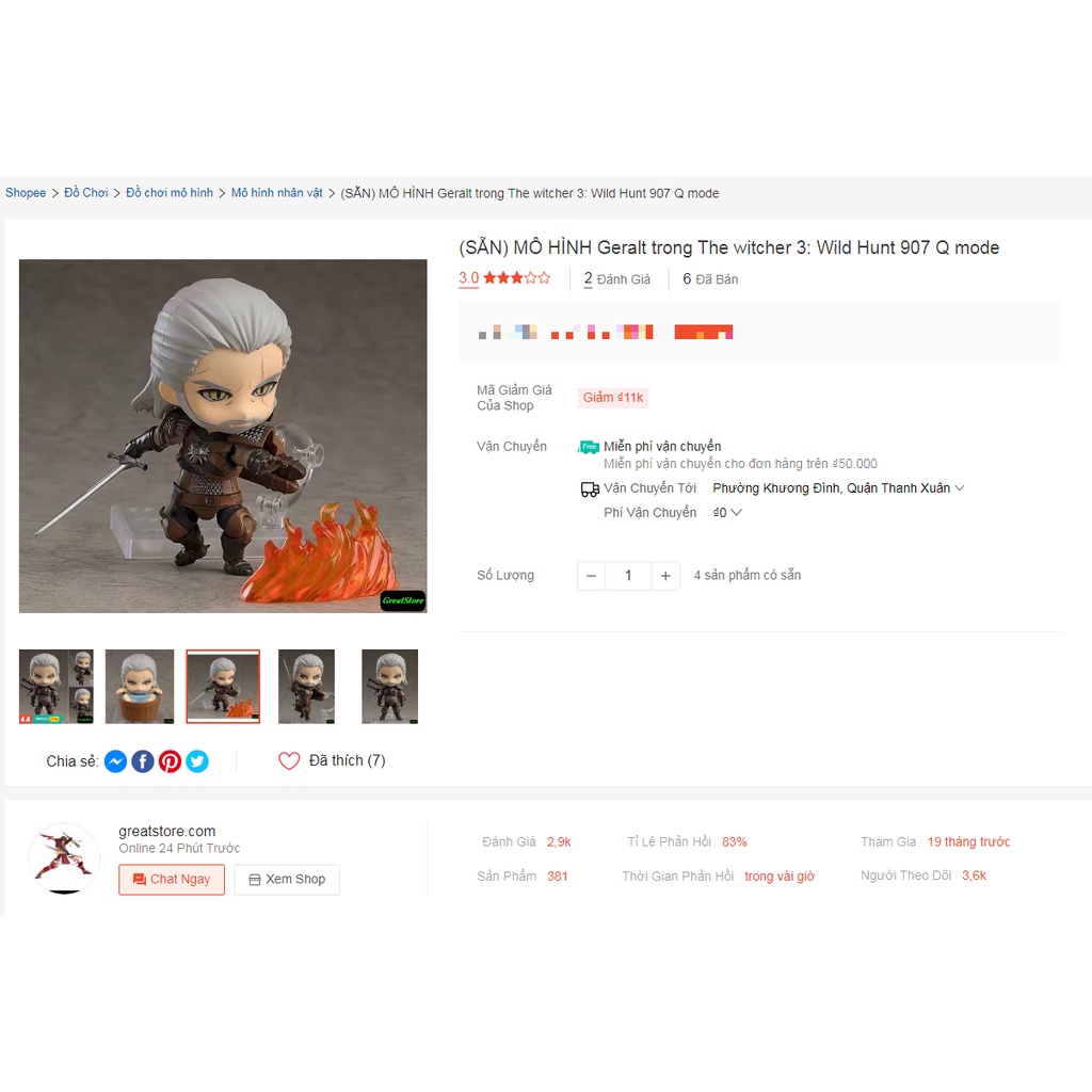 MÔ HÌNH Geralt trong The witcher 3: Wild Hunt 907 Q mode