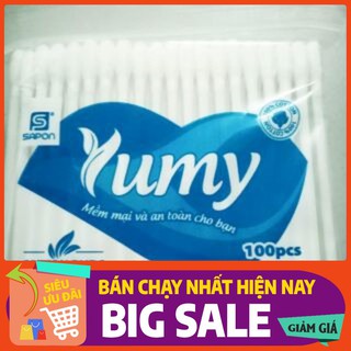 Gói 100 tăm bông yumy 100% cotton