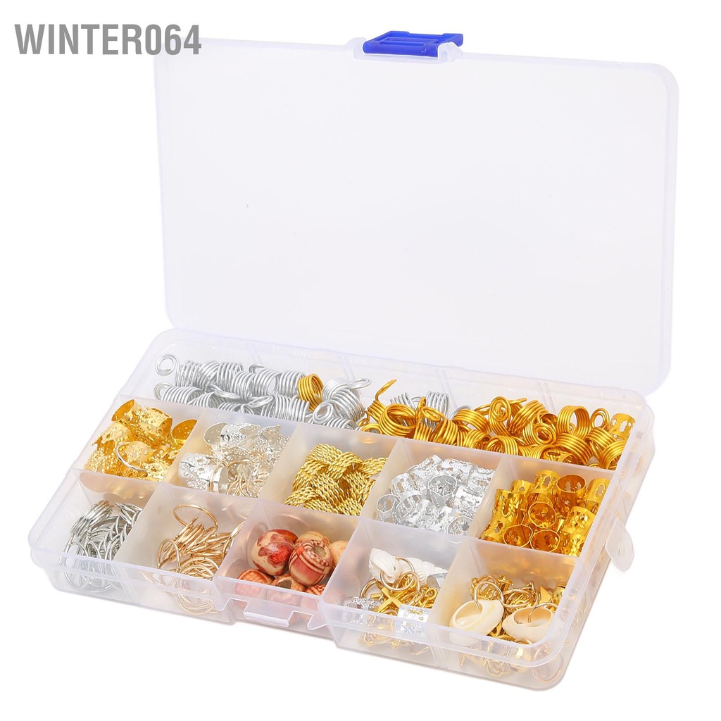 Winter064 238 cái Bộ đồ trang sức cho tóc Nhẫn Dreadlock Phụ kiện với hộp lưu trữ phụ nữ nam giới