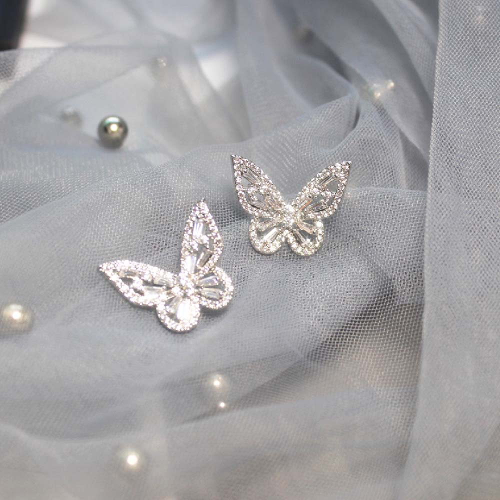 BUTTERFLY Đôi Bông Tai Hình Con Bướm Đính Đá Thời Trang Cho Nữ