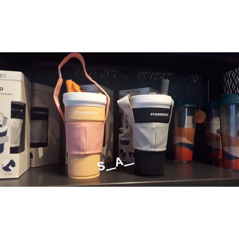 Silicone tumbler đi kèm ống hút và quai sách tay Starbucks thailand