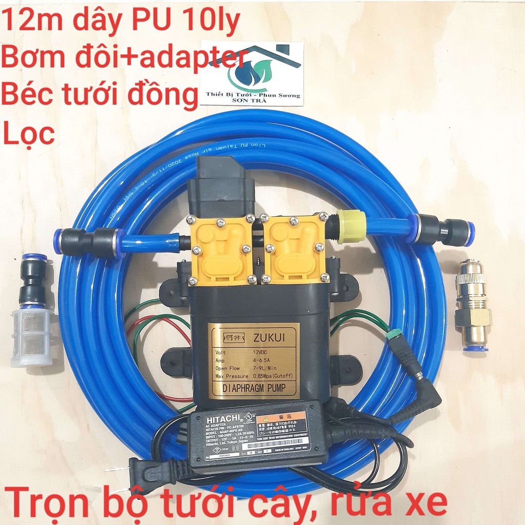 Trọn bộ tưới cây, rửa xe - béc tưới đồng chân ren 21 có lọc