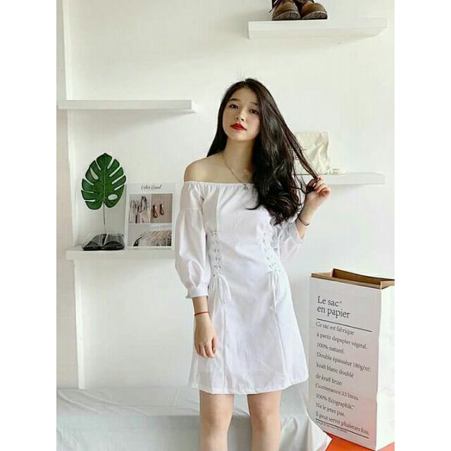 Thanh lý đầm váy trắng dài đi tiệc cưới chơi sang chảnh