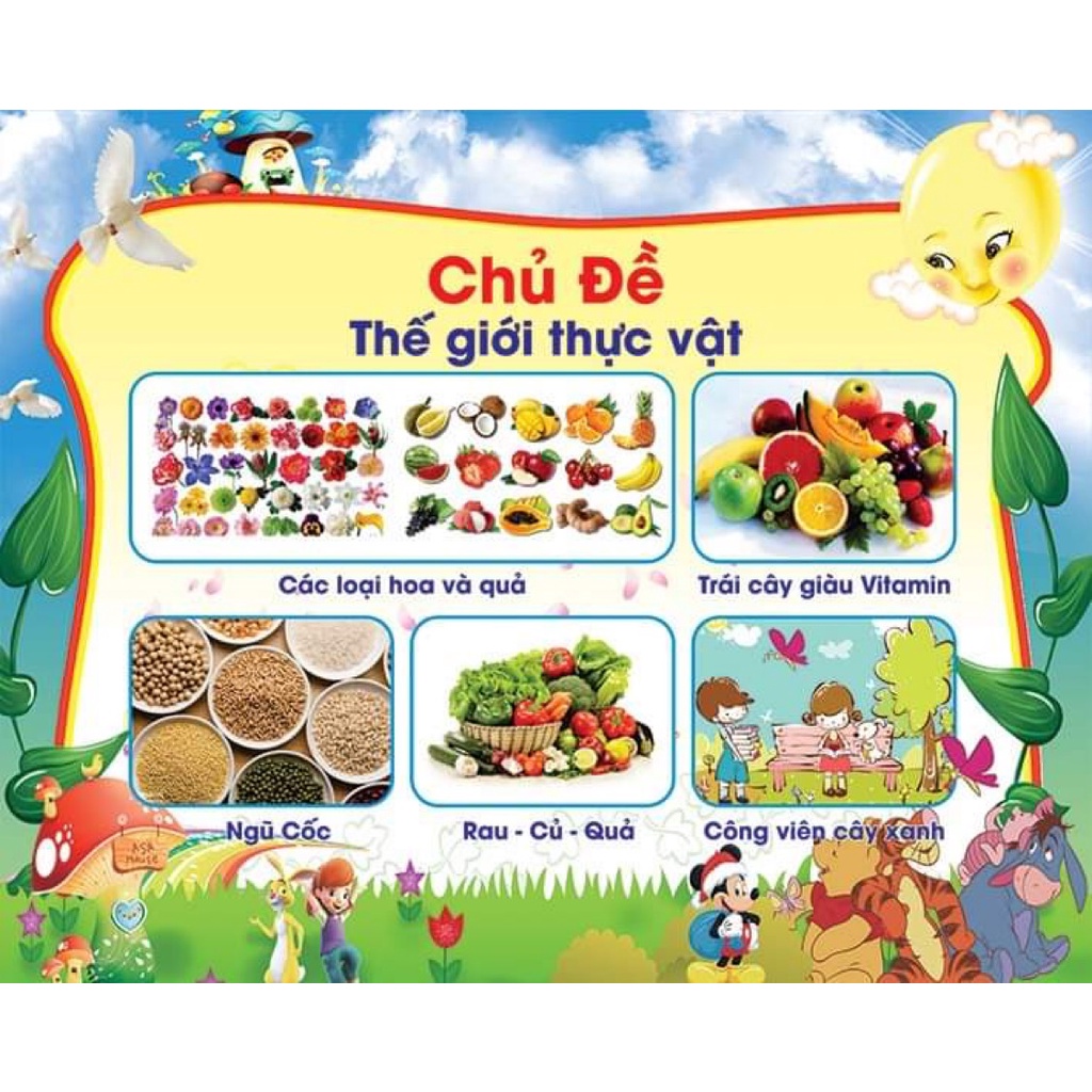 Tranh chủ đề mầm non decal dán chủ đề thế giới thực vật