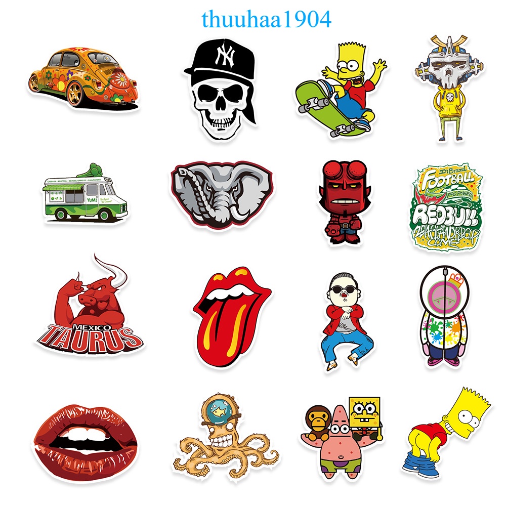 100 Sticker chống nước Chủ đề ĐƯỜNG PHỐ (MẪU 2)  miếng dán graffiti dán mũ bảo hiểm, laptop cốc nước ván trượt