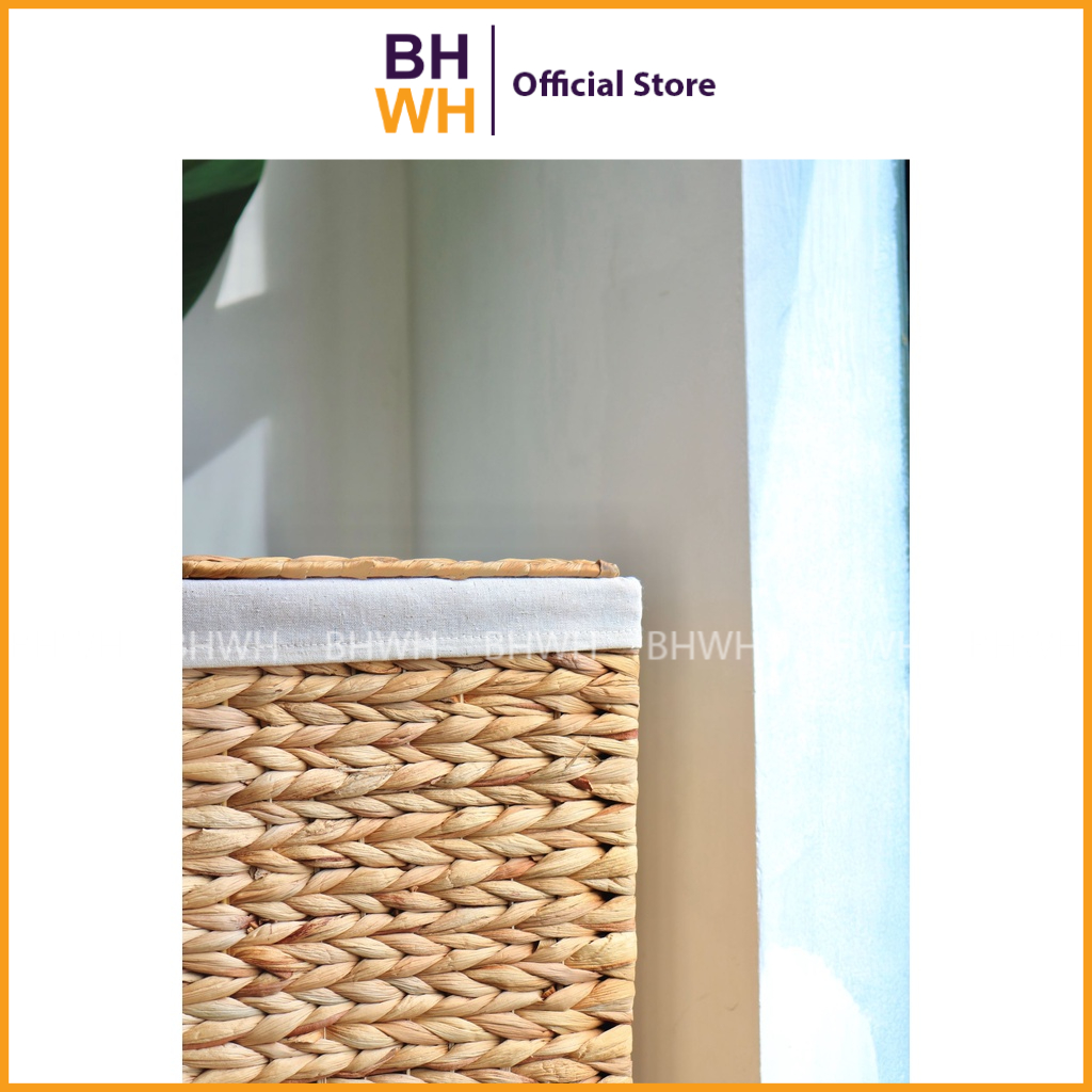Thùng/ Giỏ Lục Bình, Giỏ Cói Đựng Quần Áo, Hộp đựng Chăn Màn, Thùng có nắp có lót vài bên trong tiện dụng - Bhwh