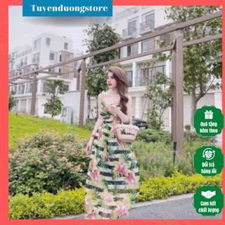 Đầm maxi nữ dáng dài xòe chất voan cao cấp 2 lớp chuẩn hình mẫu