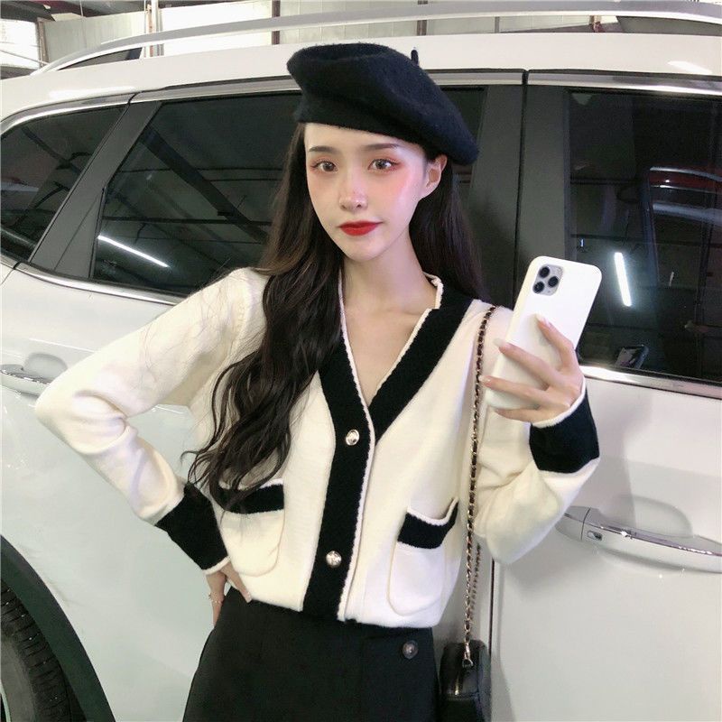 COZOK Áo cardigan Dệt Kim Tay Dài Cổ Chữ V Dễ Phối Đồ Hợp Thời Trang