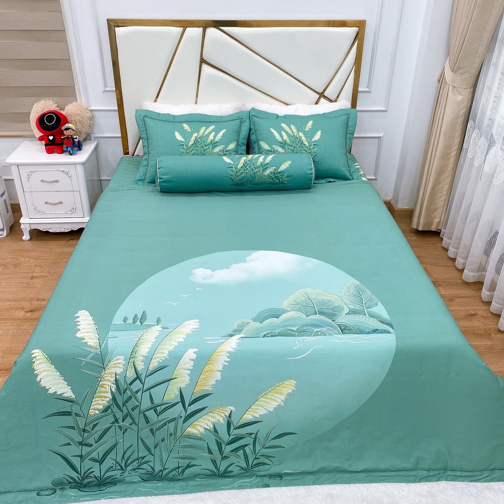 Chăn Ga Cotton Hàn Quốc , Chăn Hè Khách Sạn Sét 5 Món Đủ Size