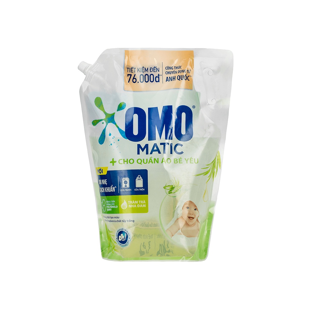 Nước giặt OMO Matic dịu nhẹ cho quần áo bé loại bỏ mùi hôi 3.6kg/gói