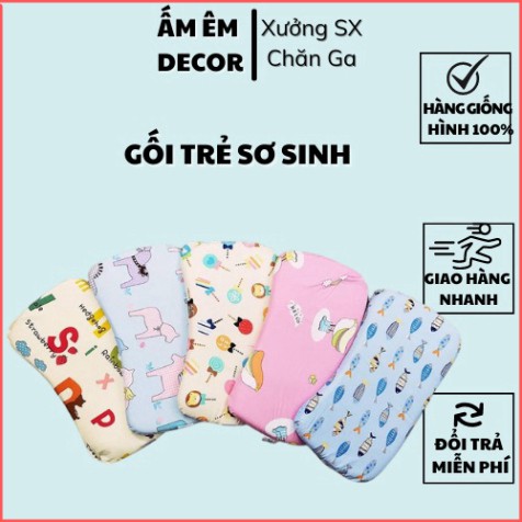 Gối cao su non trẻ em sơ sinh size 43*25cm .- Gối cao su trẻ em sơ sinh Ấm Êm Decor