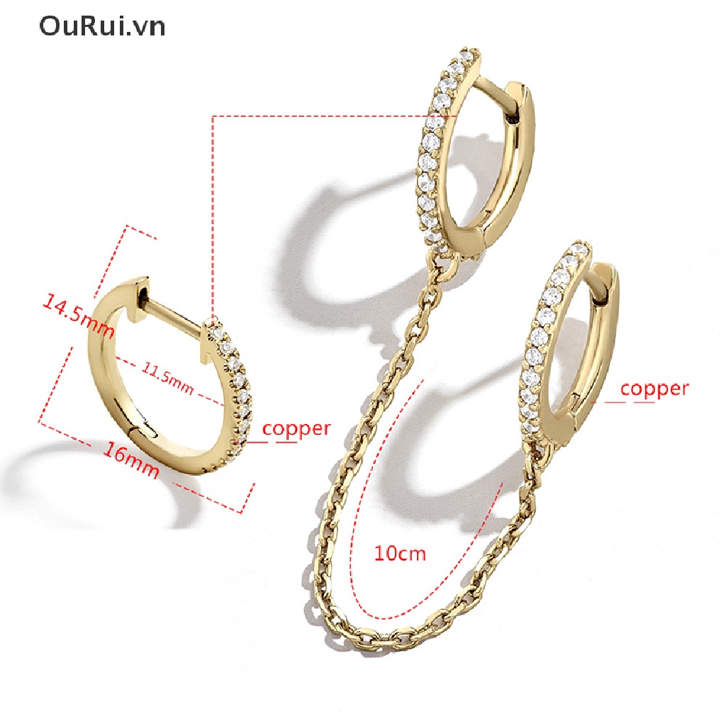 Khuyên Tai Dáng Dài Phối Tua Rua Đính Đá Sang Trọng