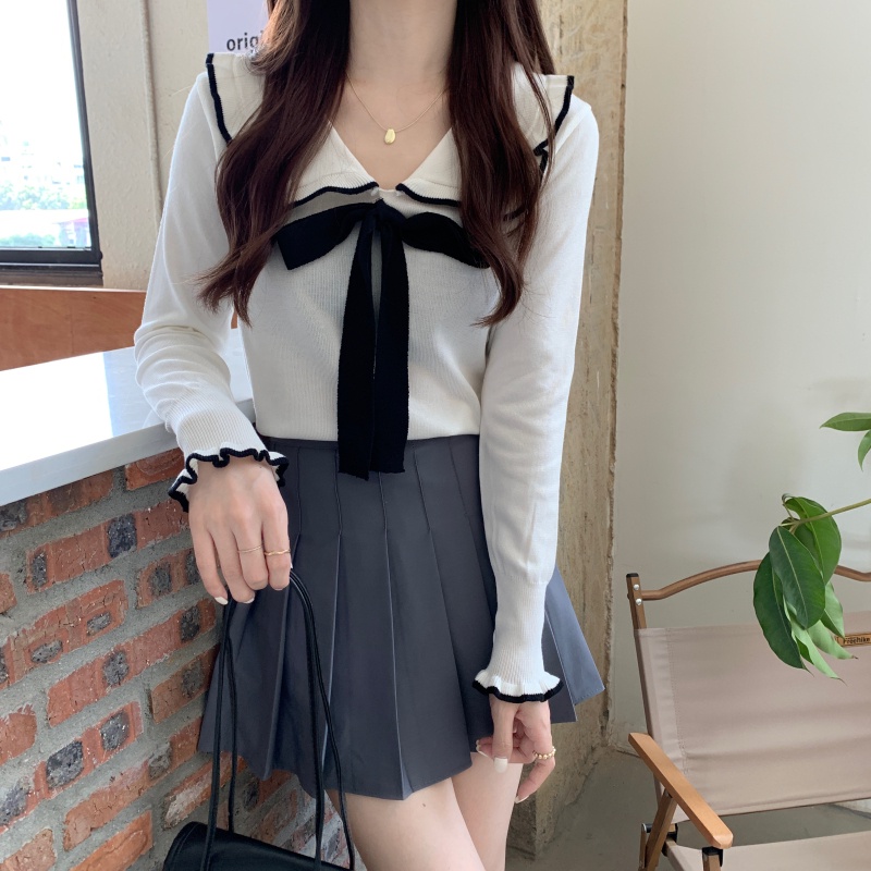  Áo Sweater Dệt Kim Phối Ren Thắt Nơ Xinh Xắn Cho Nữ | BigBuy360 - bigbuy360.vn