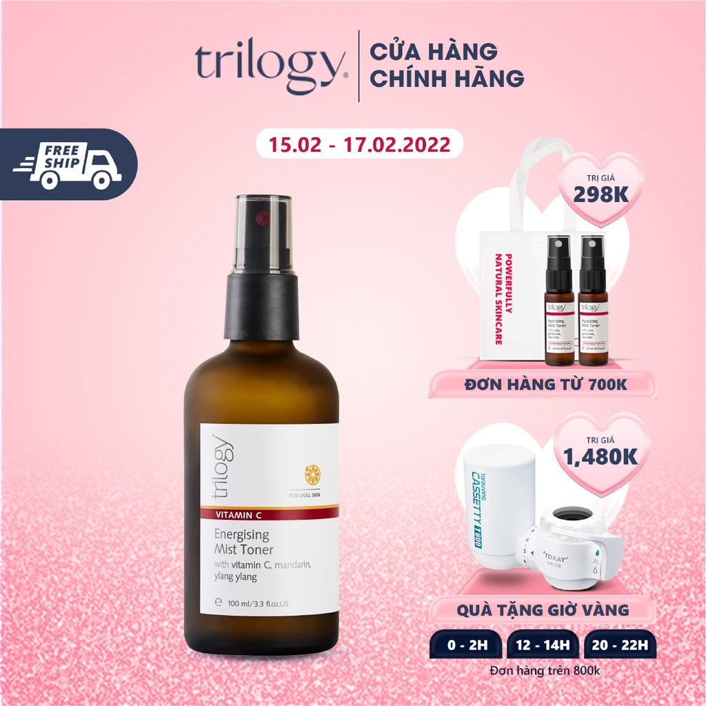 Nước cân bằng Vitamin C cấp ẩm và dưỡng sáng da Trilogy Vitamin C Energising Mist Toner 100ml