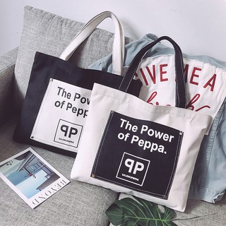Túi tote canvas dung tích lớn in chữ