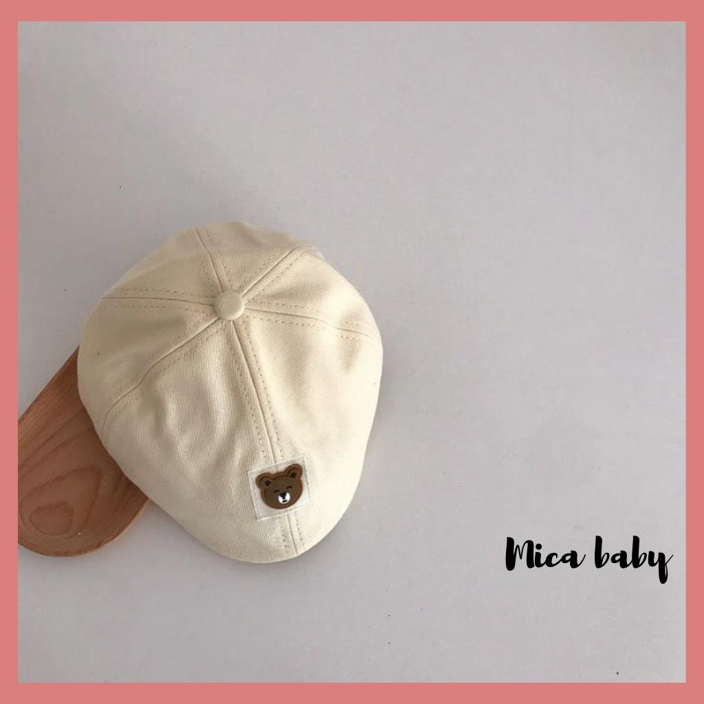 Mũ bere chất liệu kaki đính hình cún dễ thương cho bé MH174 Mica baby