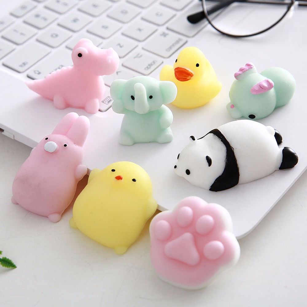 DARNELL 10Pcs/set Stress Relief Toy Soft Kawaii Animal Mochi Toys Desktop Ornaments Party Cute Funny Mini Mochi Creativity Stress Relief Toy