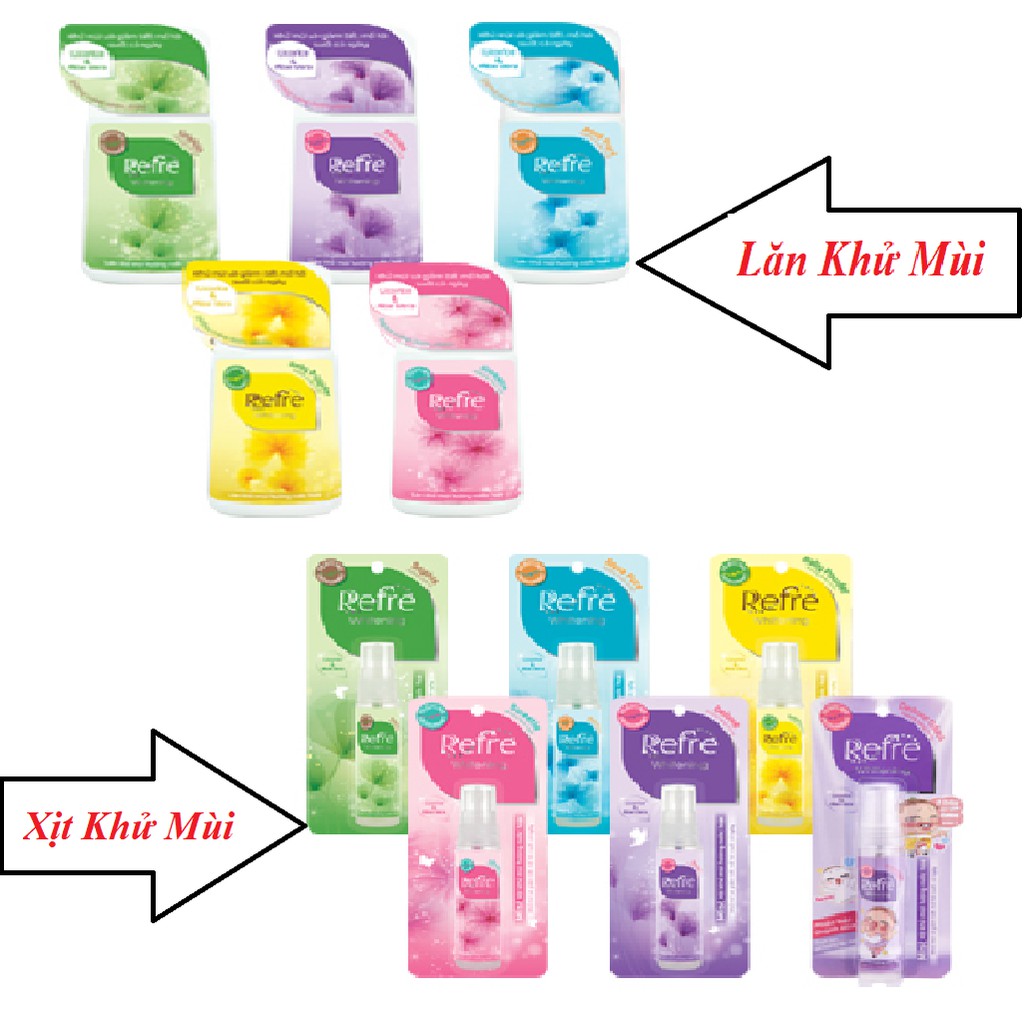 Dòng Lăn Và Xịt Khử Mùi Hương Nước Hoa Refre 30ml và 40ml