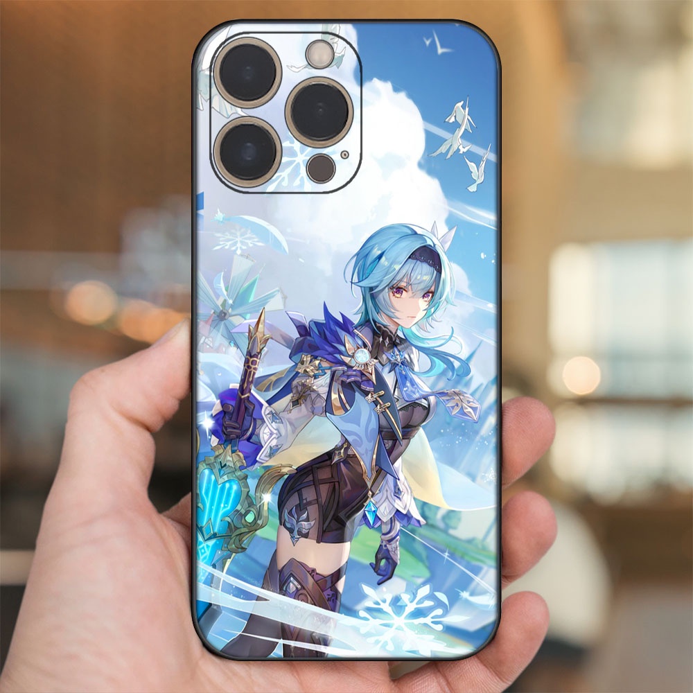 Ốp lưng iPhone 14 Pro dẻo đen cạnh vuông in hình Eula Genshin Impact