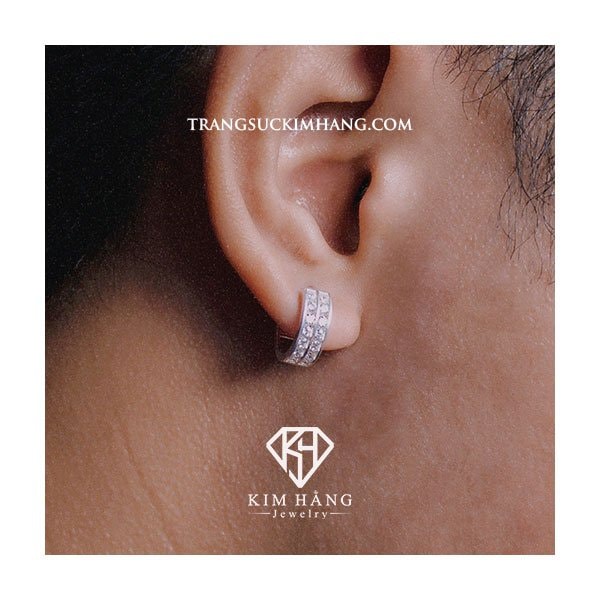 Khuyên Tai Bạc Thiết Kế  2 Tầng Đá KHJER015