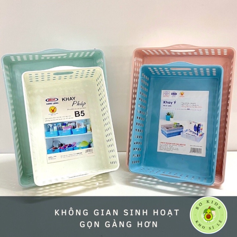Khay nhựa chữ nhật, rổ nhựa B5, A4 Việt Nhật (NO 5694 , 5695 )đựng tài liệu, đồ dùng văn phòng, học tập nhỏ gọn tiện lợi