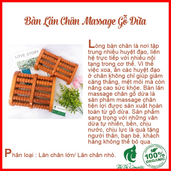 Bàn Lăn Chân Massage Gỗ Dừa