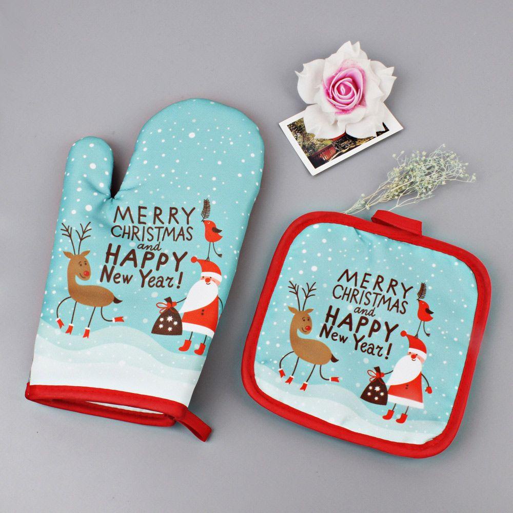 Set 2 Thảm Lót Trang Trí Bánh Chống Nóng Họa Tiết Giáng Sinh