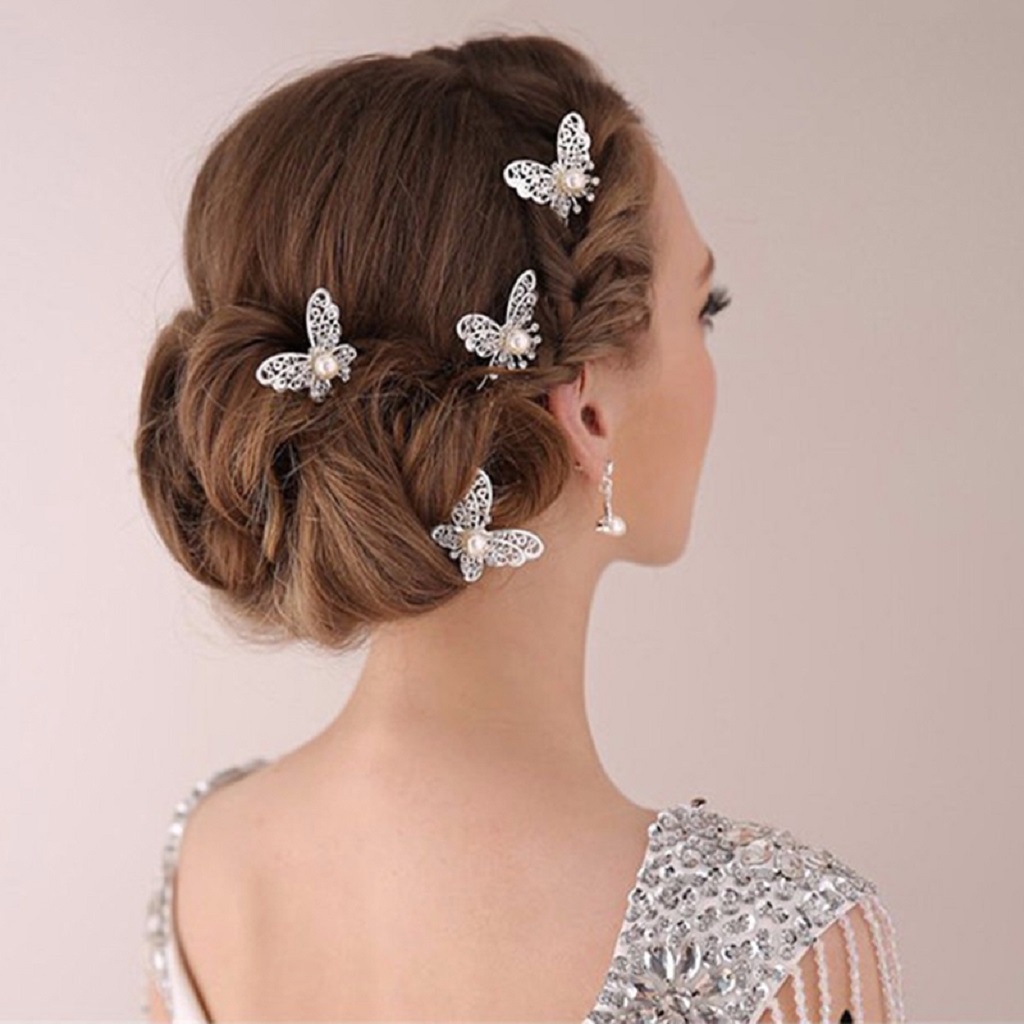 Trâm cài tóccô dâu Chữ U Hình Bướm giảm giá 30%màu vàng ngọc trai cao cấp sang trọng quyến rũ (GiÁ BÁN 1CÁI) YV018