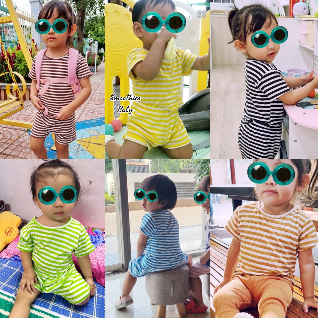 BỘ THUN BỐN CHIỀU NGẮN TAY sọc nhiều màu cho bé 8-16kg