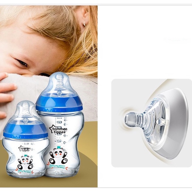 Tommee tippee Bình Sữa Thủy Tinh PPSU Rộng Chống Đầy Hơi Có Tay Cầm Dòng Gấu Trúc