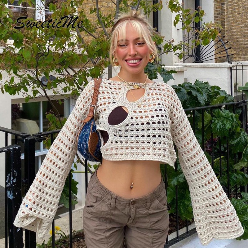 Áo Kiểu Dáng Rộng Hở Rốn Gợi Cảm Hàng Mới SweeticMe   Dành Cho Bạn Nữ