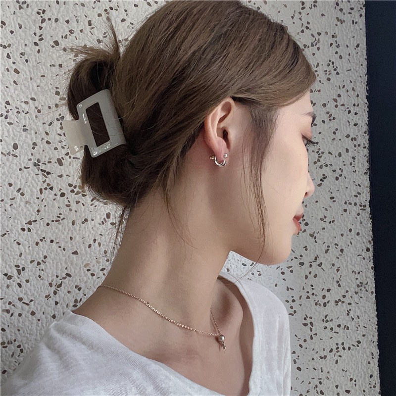 Khuyên tai chốt bạc sterling S925 thiết kế có khóa gài đơn giản phong cách Nhật Hàn thời trang mới tinh tế cho nữ
