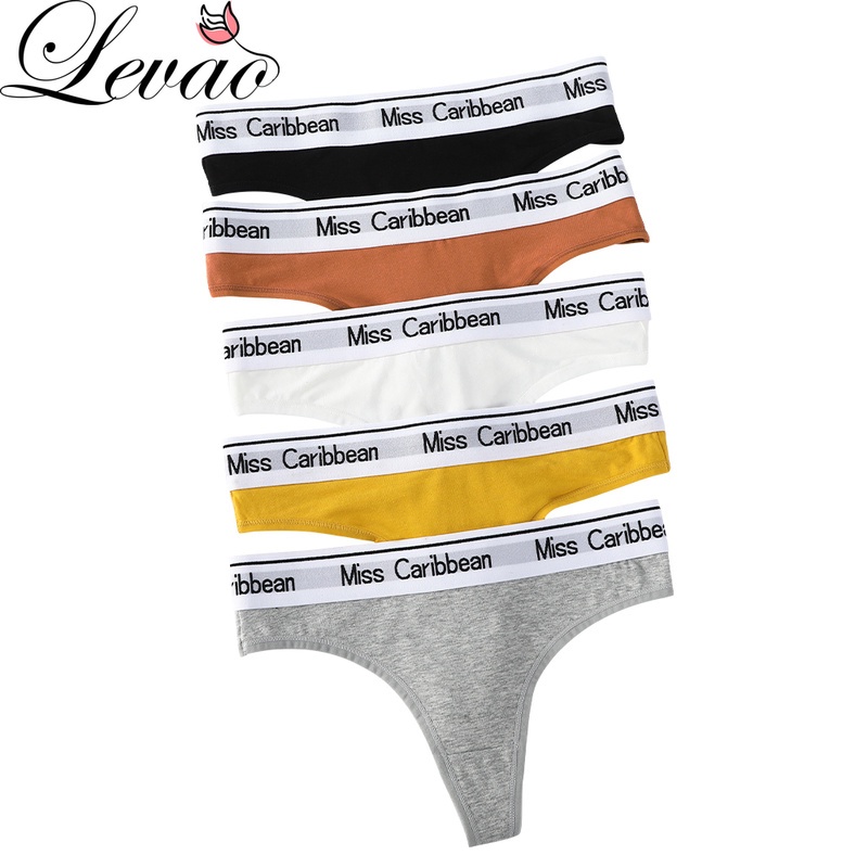 Quần Lót Levao Vải Cotton Lưng Thấp In Chữ Thời Trang Gợi Cảm Cho Nữ