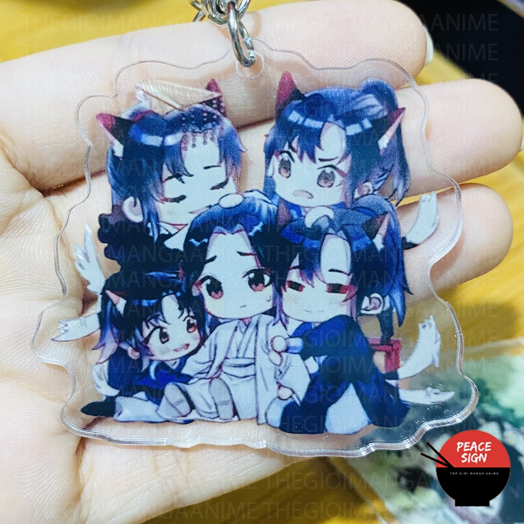 ( Mica trong acrylic ) Móc khóa HUSKY VÀ SƯ TÔN MÈO TRẮNG CỦA HẮN quà tặng xinh xắn dễ thương in hình anime chibi