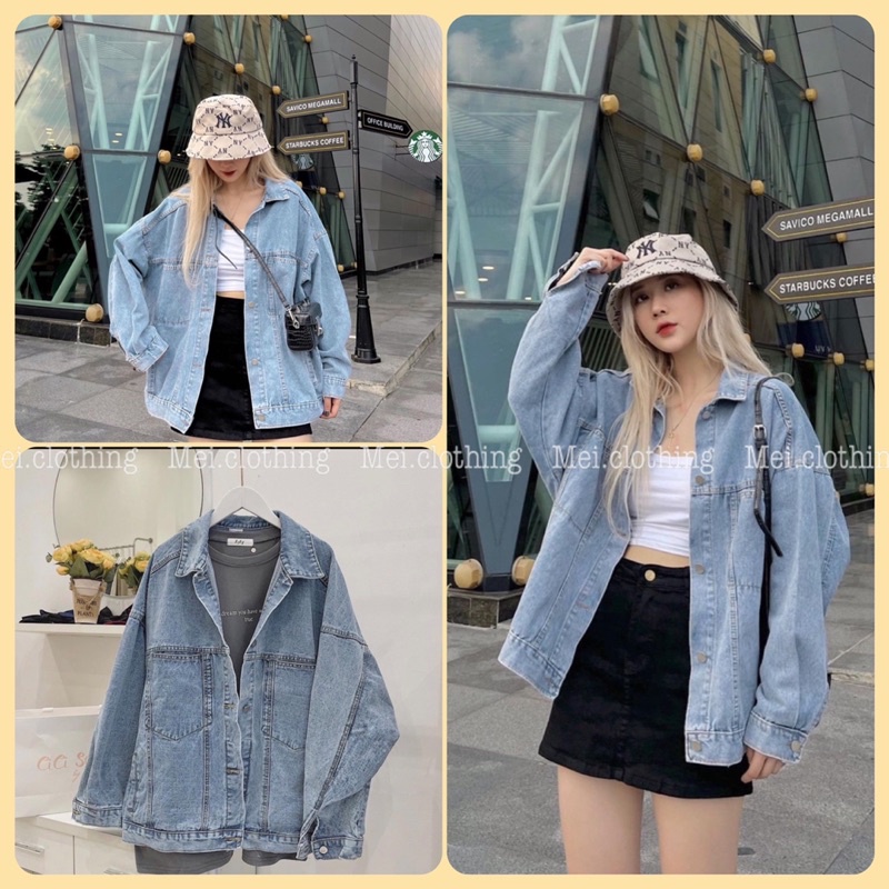 Áo Khoác Jean Nữ Túi Ngực 2 Bên - Freesize (Ảnh shop tự chụp)